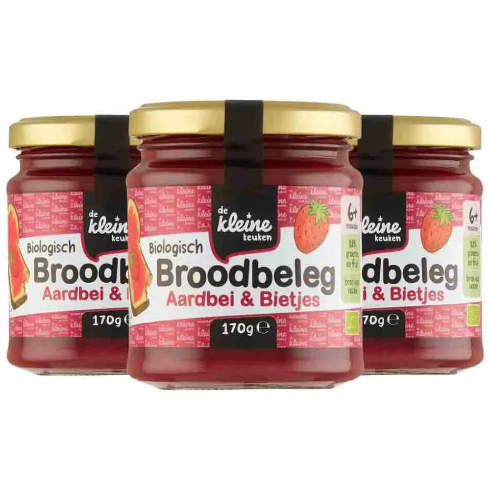 3x Bio Aardbei en Biet Spread 170 gr^de Kleine Keuken