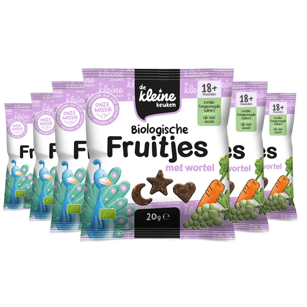 New 6x Bio Fruitjes 18+m Wortel 20 gr Baby & Peutervoeding