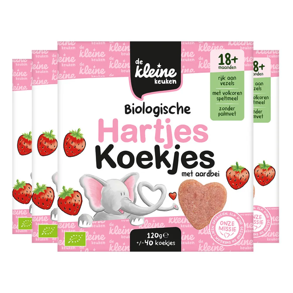 Best 4x Bio Hartjeskoekjes Aardbei 120 gr Baby & Peutervoeding
