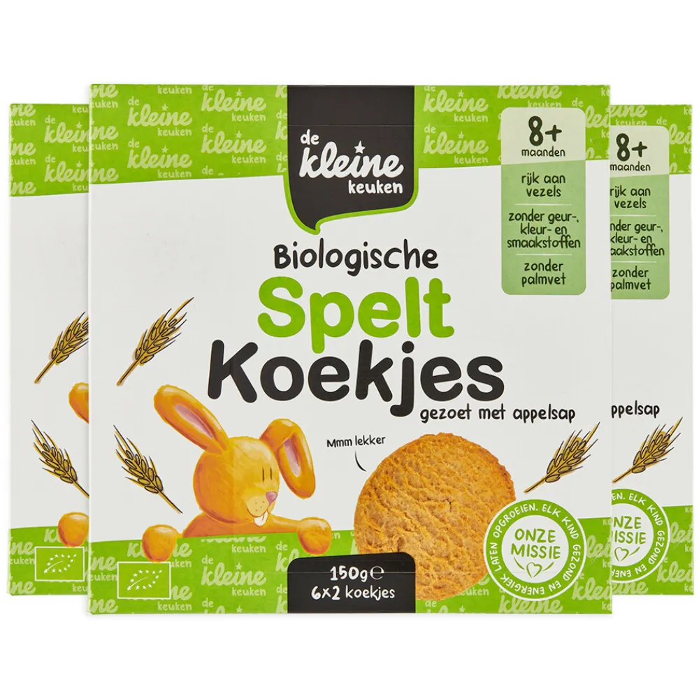 Baby & Peutervoeding<de Kleine Keuken 3x Bio Speltkoekjes 150 gr
