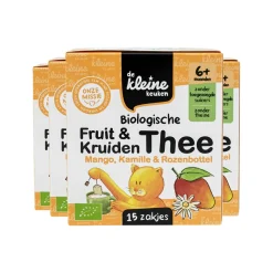 Baby & Peutervoeding<de Kleine Keuken 4x Bio Thee 6+m Mango Kamille & Rozenbottel 30 gr