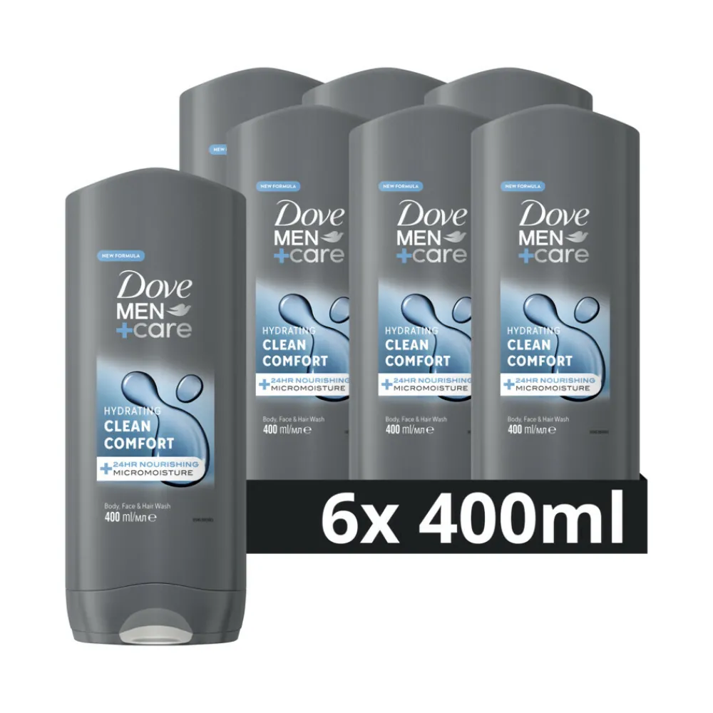 Hot 6x Douchegel Men+ Care Clean Comfort 400 ml Bad & Douche