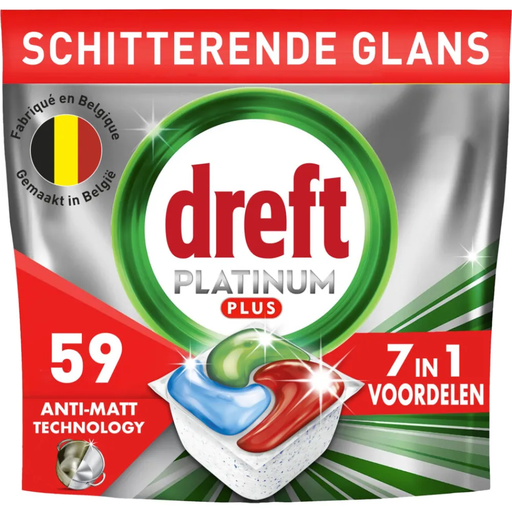 4x Vaatwastabletten Platinum Plus All In One 59 stuks^Dreft Best