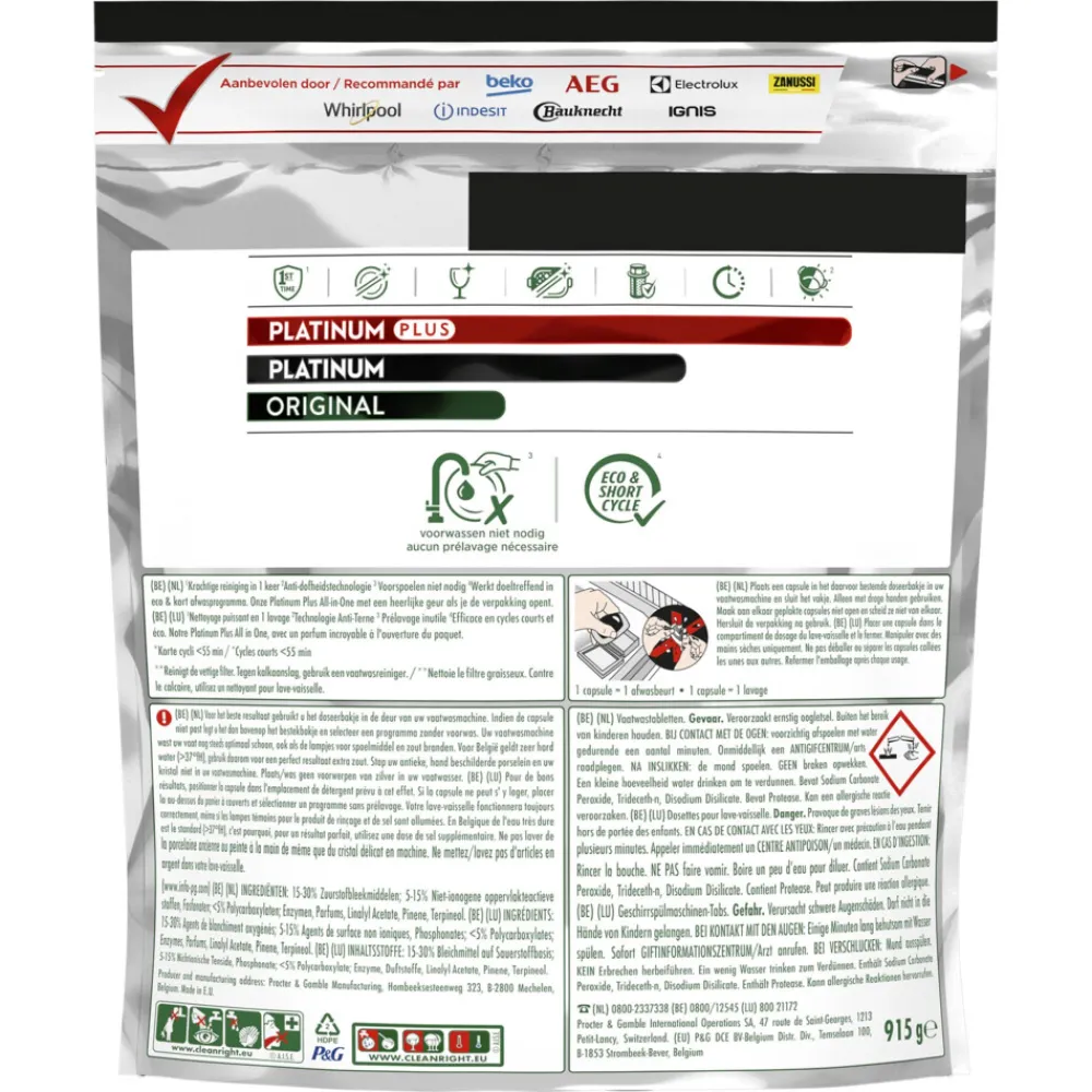 4x Vaatwastabletten Platinum Plus All In One 59 stuks^Dreft Best