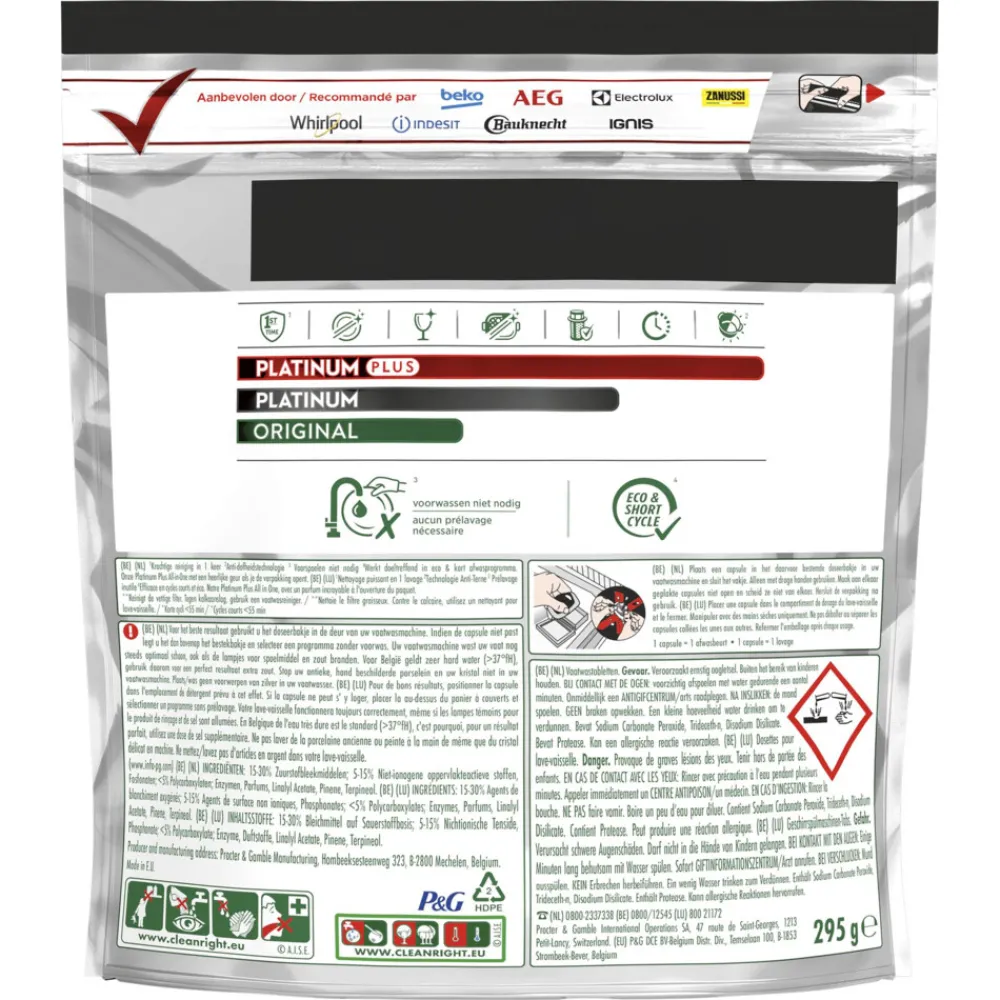 Online 6x Vaatwastabletten Platinum Plus All In One 19 stuks Machineafwas