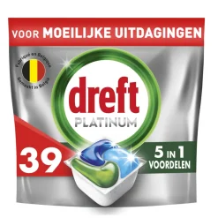 Machineafwas<Dreft 5x Vaatwastabletten Platinum All In One Original 39 stuks