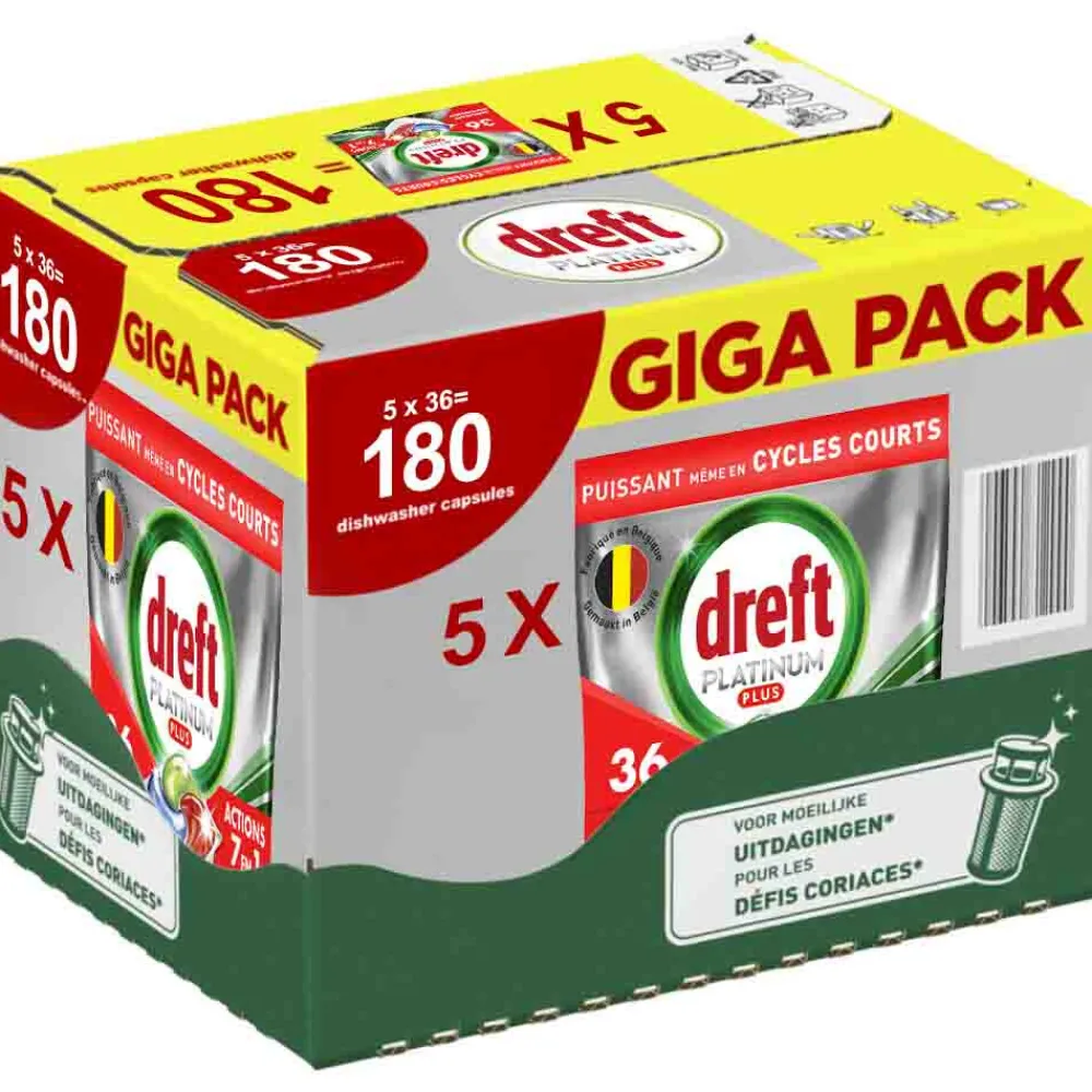 5x Vaatwastabletten Platinum Plus All In One 36 stuks^Dreft Clearance