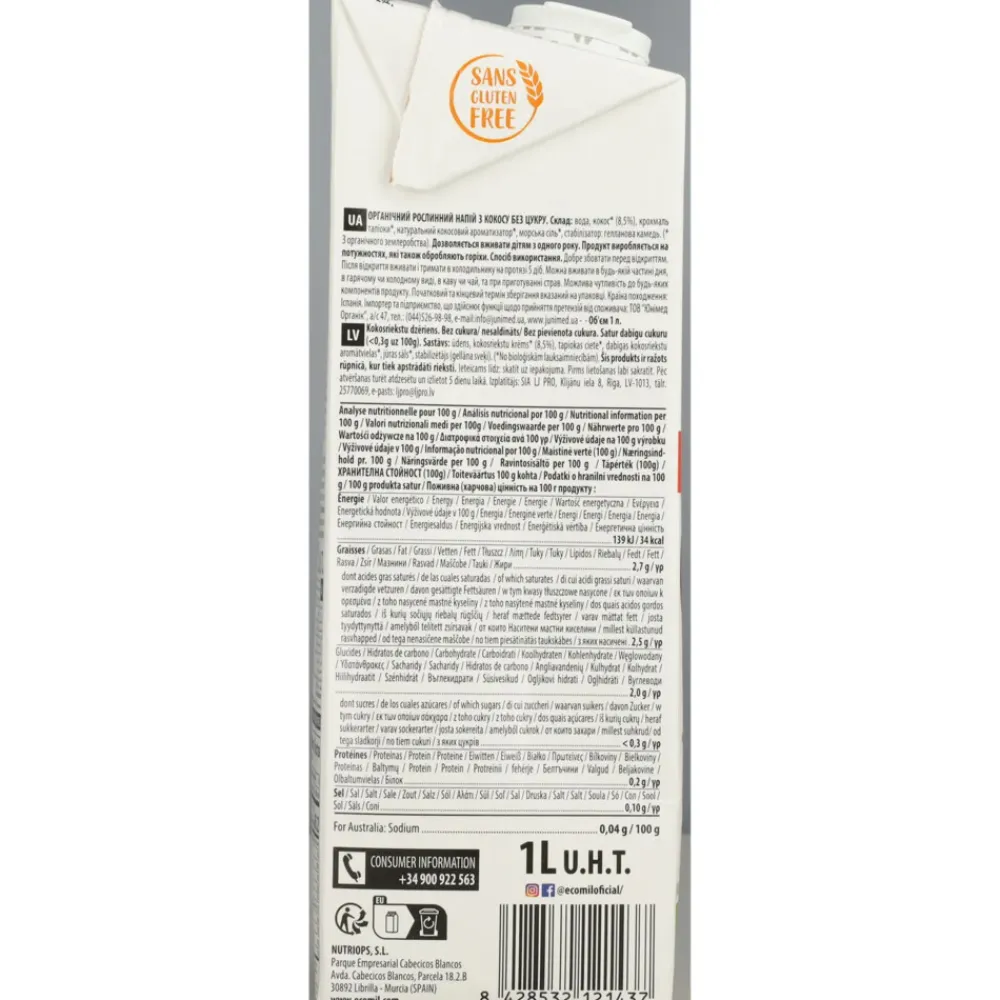 Online 3x Kokosmelk Nature Bio 1 liter Melkvervangers