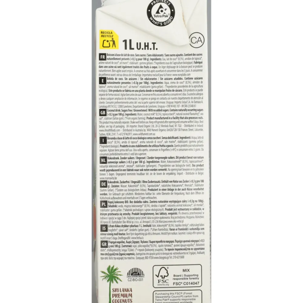 Online 3x Kokosmelk Nature Bio 1 liter Melkvervangers