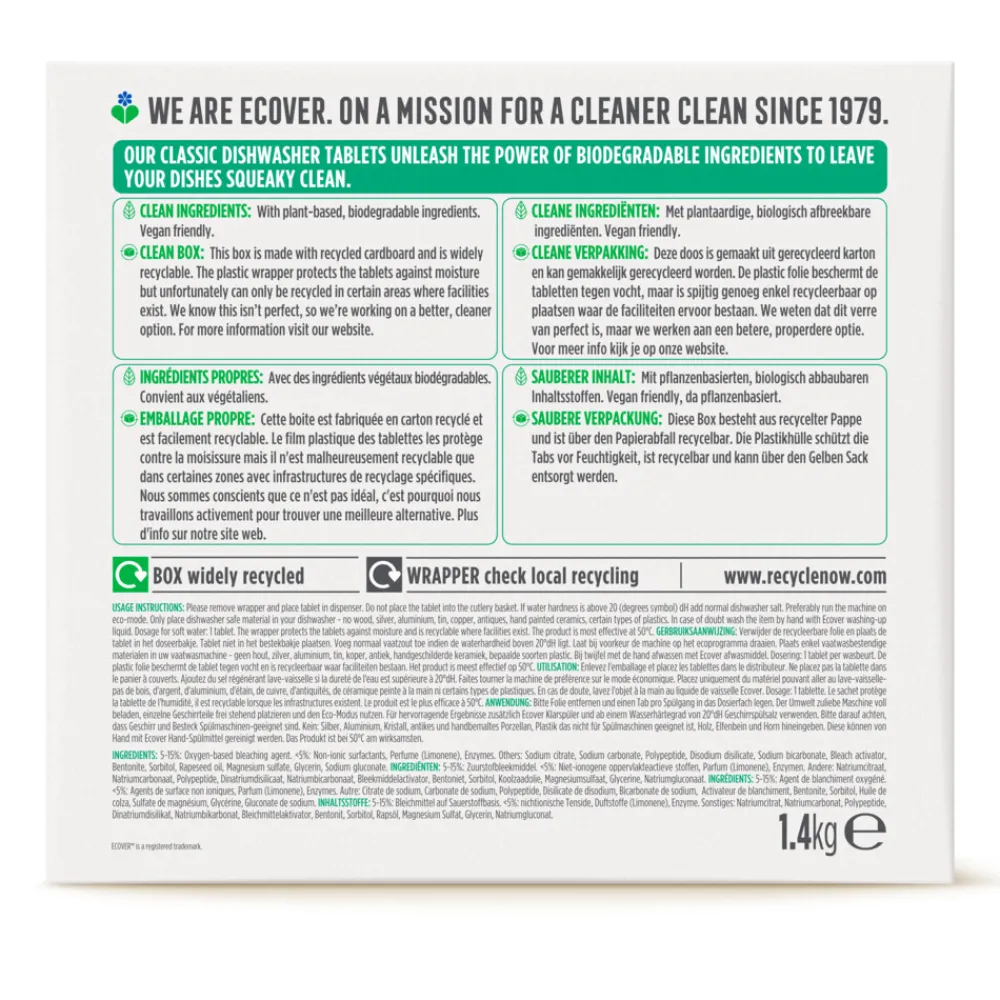 5x Vaatwastabletten 70 stuks^Ecover