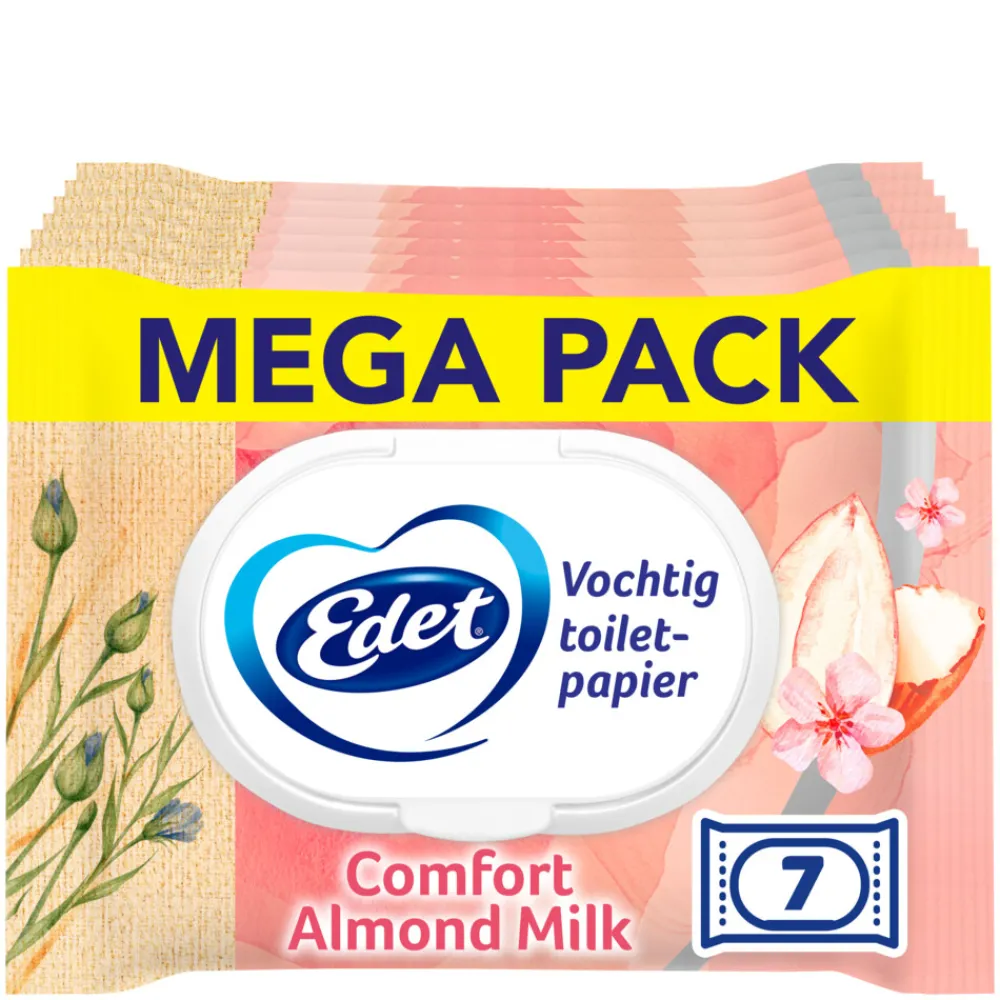 Clearance 7x Amandel Vochtig Toiletpapier 42 stuks Toiletpapier