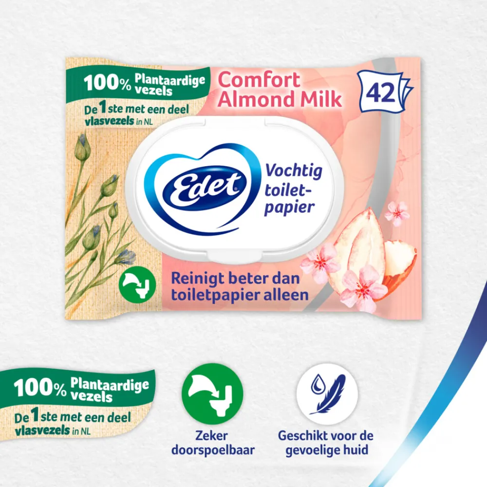 Clearance 7x Amandel Vochtig Toiletpapier 42 stuks Toiletpapier