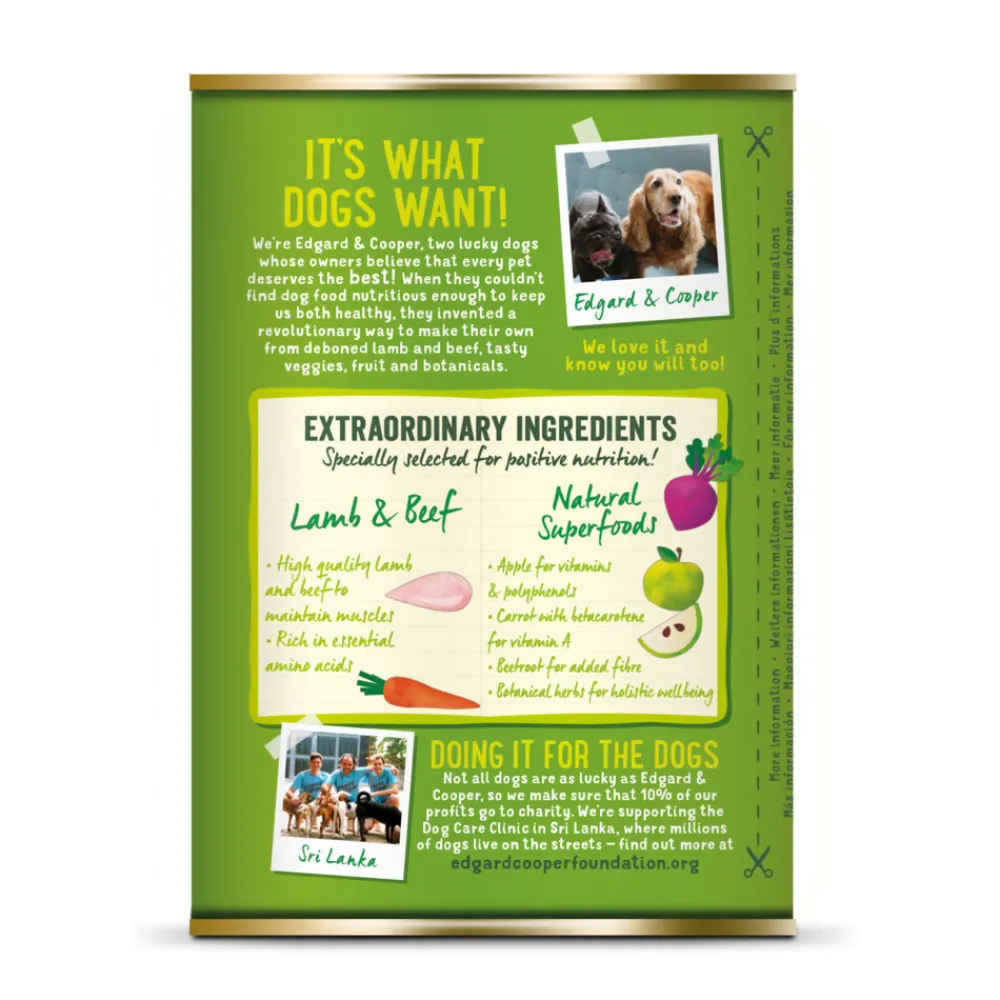 6x Blik Vers Vlees Hondenvoer Lam - Rund 400 gr Hondenvoer