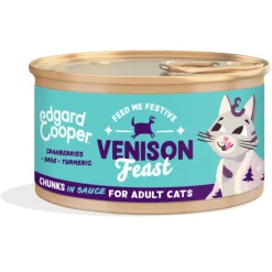 Kattenvoer<Edgard & Cooper 18x Feestelijk Kattenvoer Adult Chunks Hert 85 gr