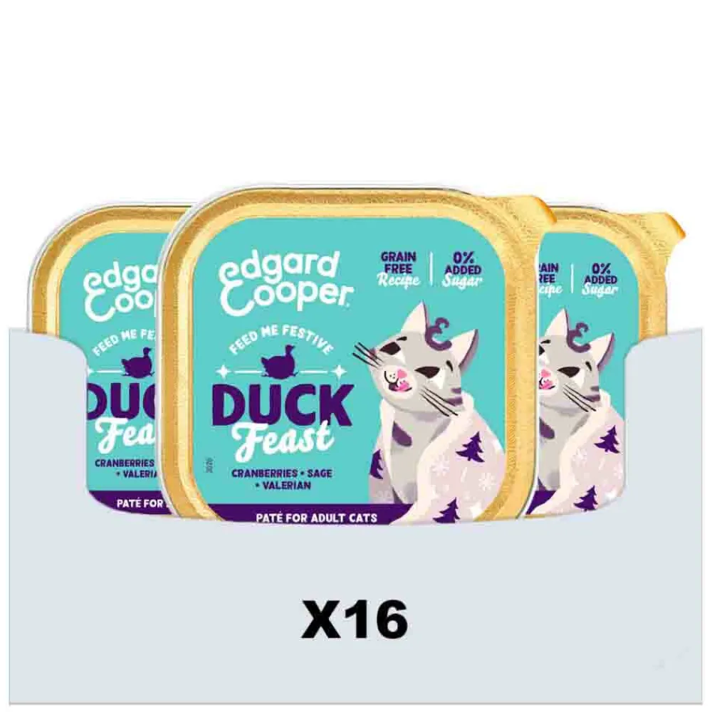16x Feestelijk Kattenvoer Pate Adult Eend 85 gr^Edgard & Cooper Best