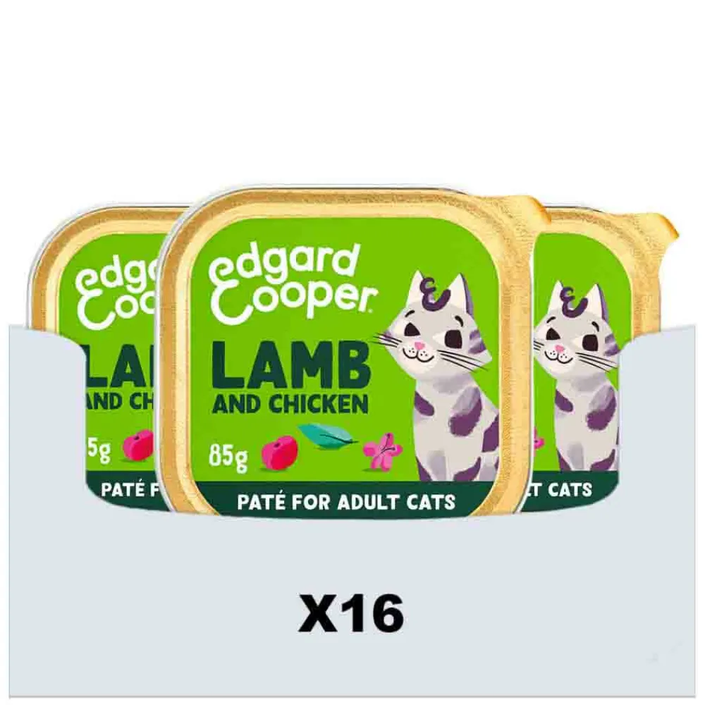 Kattenvoer<Edgard & Cooper 16x Kattenvoer Pate Lam - Kip 85 gr
