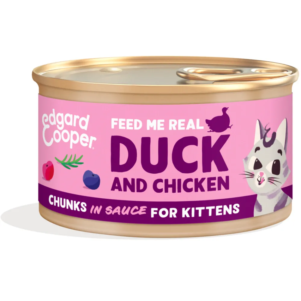 18x Kattenvoer Kitten Chunks Eend - Kip 85 gr^Edgard & Cooper New