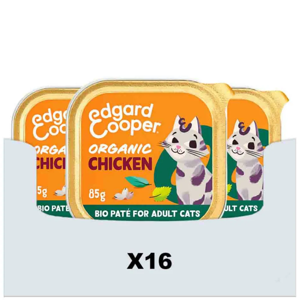 16x Kattenvoer Adult Pate Biologische Kip 85 gr^Edgard & Cooper Hot