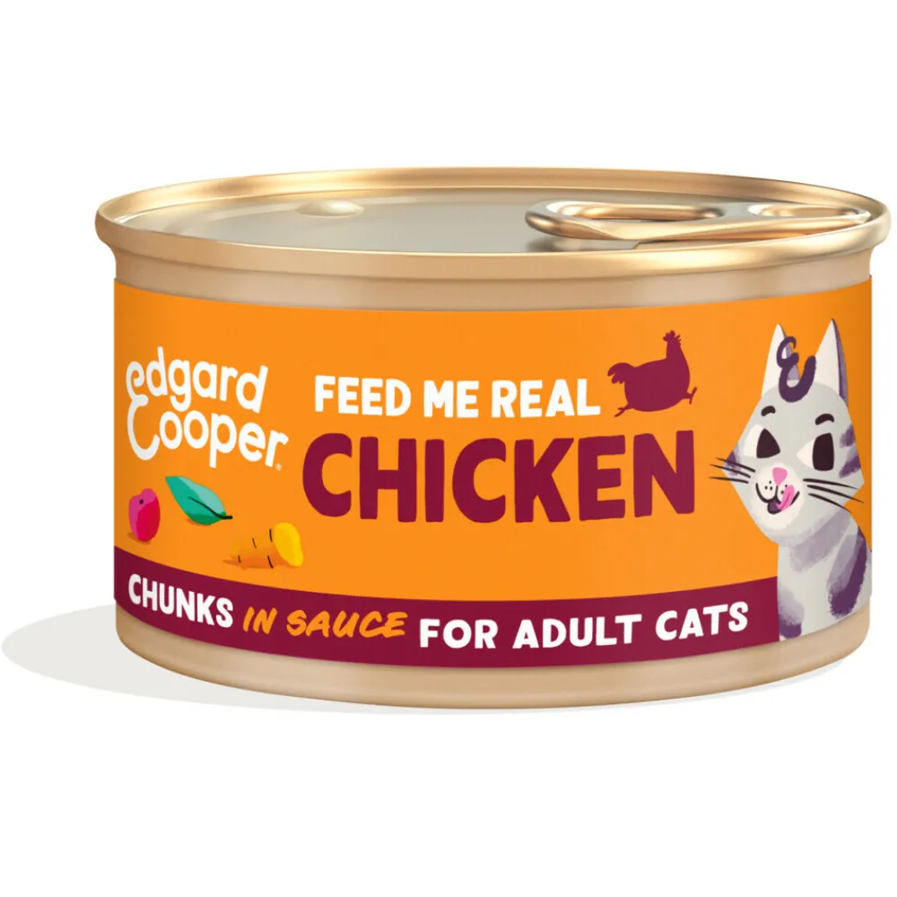 Kattenvoer<Edgard & Cooper 18x Kattenvoer Chunks Kip 85 gr