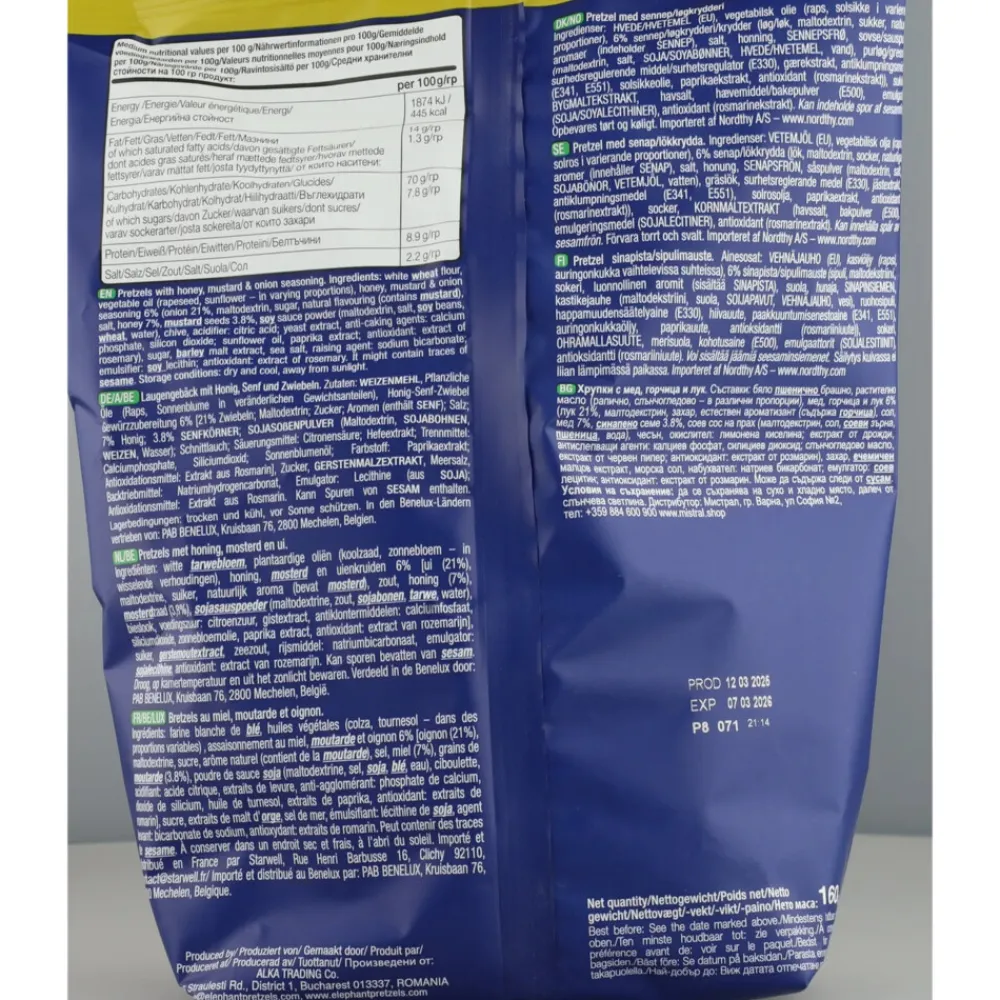 6x Pretzels Honing, Mosterd & Ui 160 gr^Elephant Best