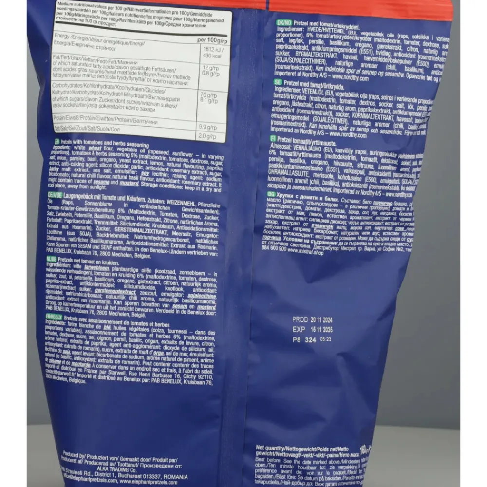 Snacks<Elephant 3x Pretzels Tomaat & Kruiden 160 gr