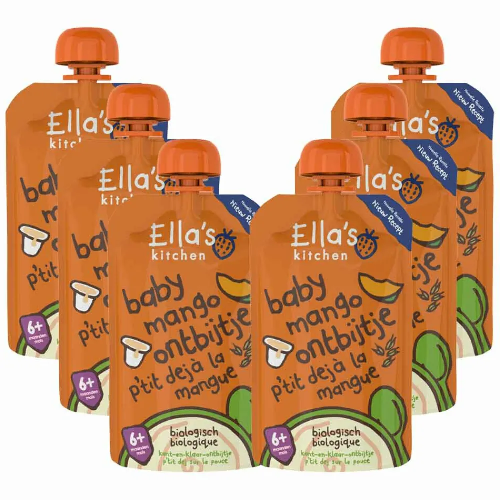 Sale 6x Ella's Kitchen Baby Ontbijtje 6+ m Mango 100 gr Baby & Peutervoeding