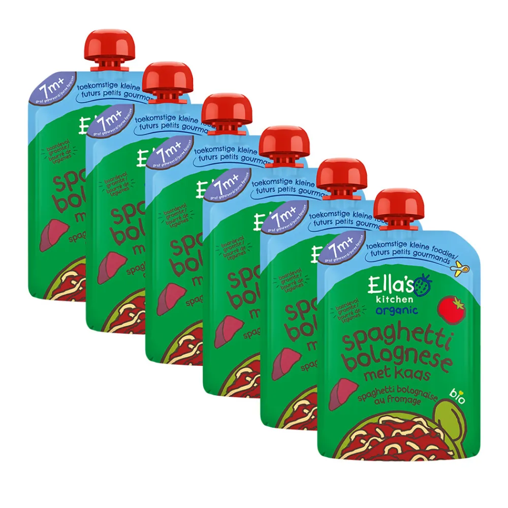 6x Ella's Kitchen Spaghetti Bolognese Kaas 7+ m 130 gr^Ellas Kitchen