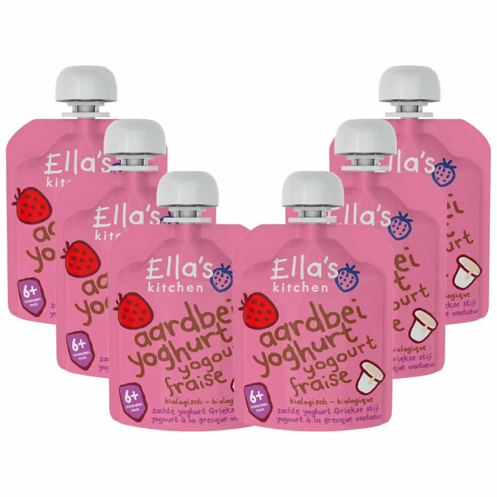 Best 6x Ella's Kitchen Yoghurt Griekse Stijl 6+ m Aardbei 90 gr Baby & Peutervoeding