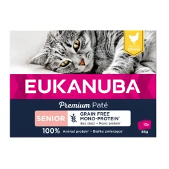 Clearance 4x Premium Paté Graanvrij Senior Kattenvoer Nat Kip Multi-Pack 12 x 85 gr Kattenvoer