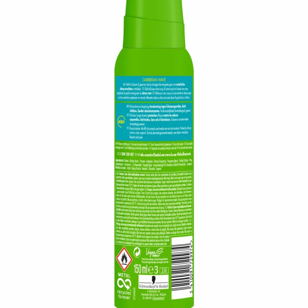 6x Deodorant Spray Caribbean Lemon 150 ml^Fa Hot