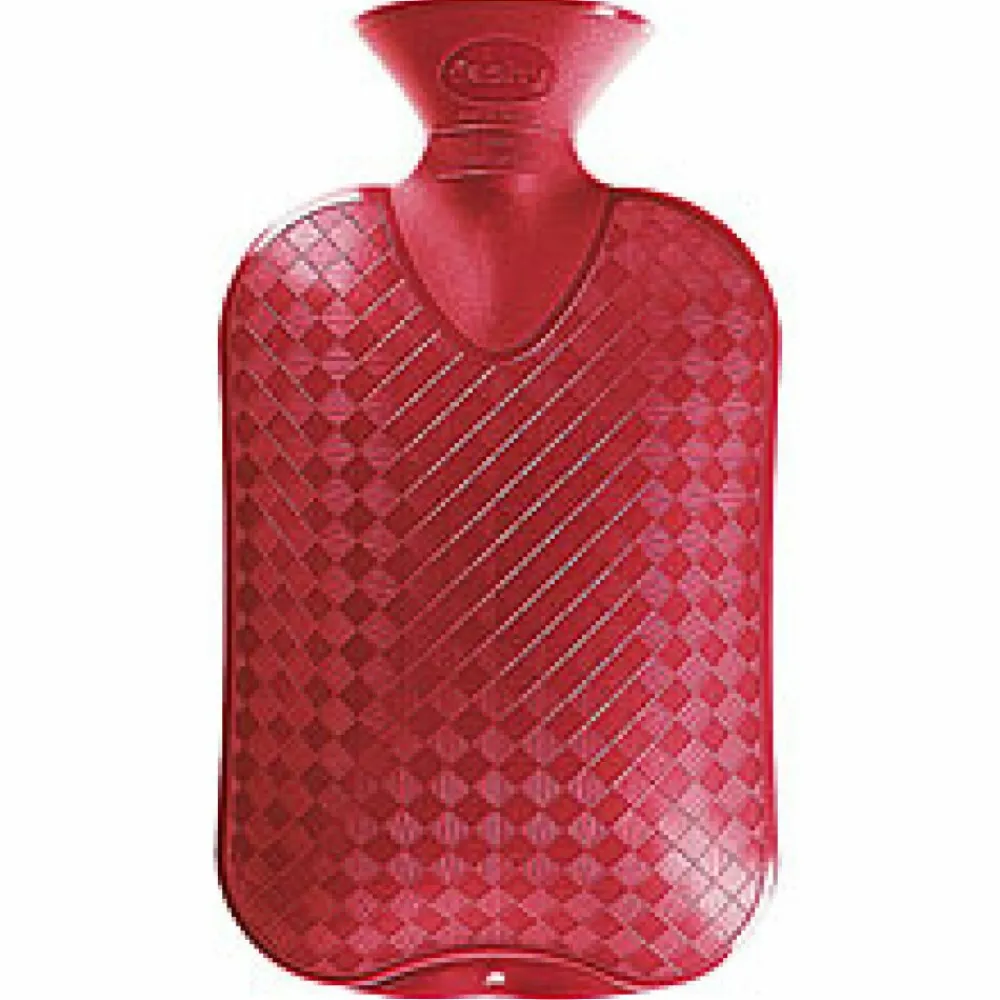 2x Warmwaterzak Enkele Ribbel Cranberry 2 liter^Fashy