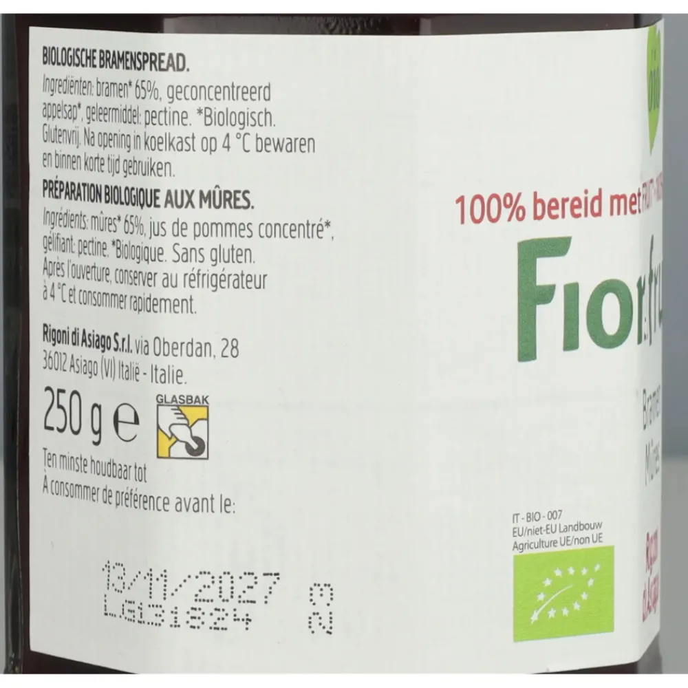 Beleg<Fiordifrutta 6x Biologische Jam Bramen 250 gr