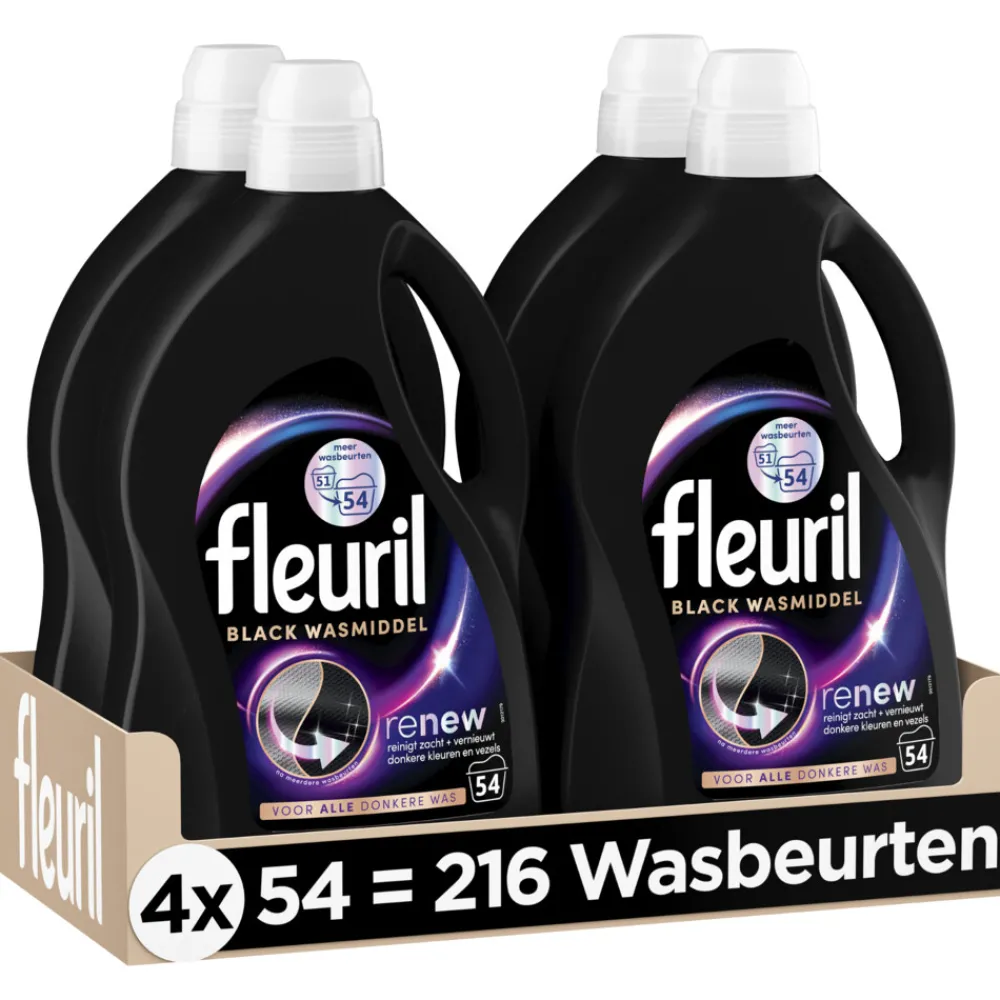 Wasmiddel<Fleuril 4x Black Wasmiddel 54 wasbeurten 2,430 liter