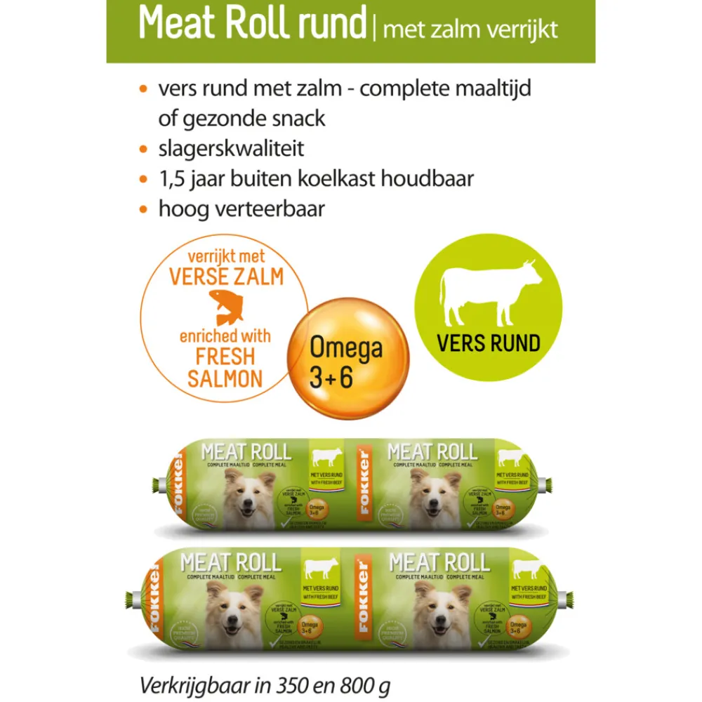 10x Meat Roll Hondenvoer Nat Rund - Zalm 800 gr^Fokker New