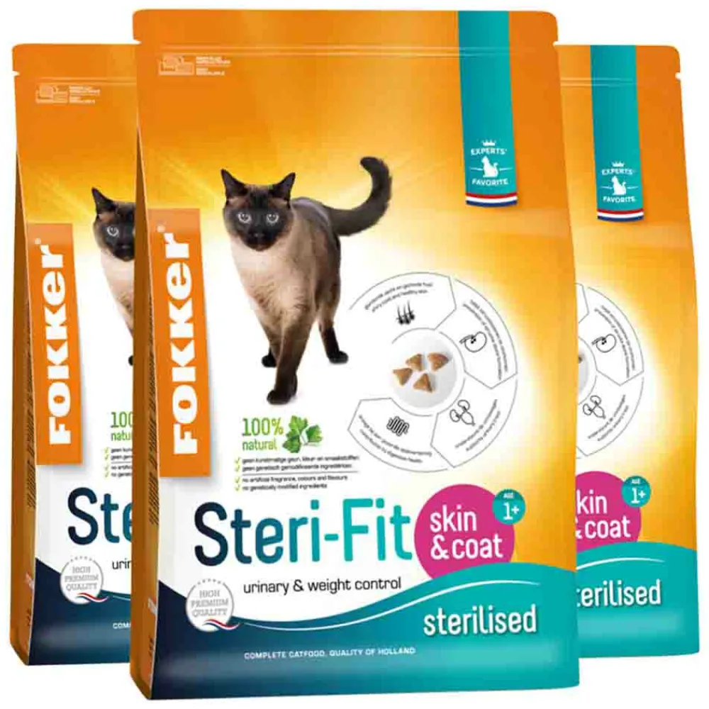 Kattenvoer<Fokker 3x Steri-Fit Kattenvoer Skin & Coat 2,5 kg
