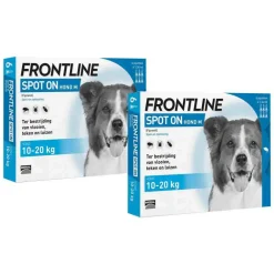 2x Spot On Anti Vlooien en Teken Druppels Hond 10 - 20 kg 6 pipetten^Frontline Sale