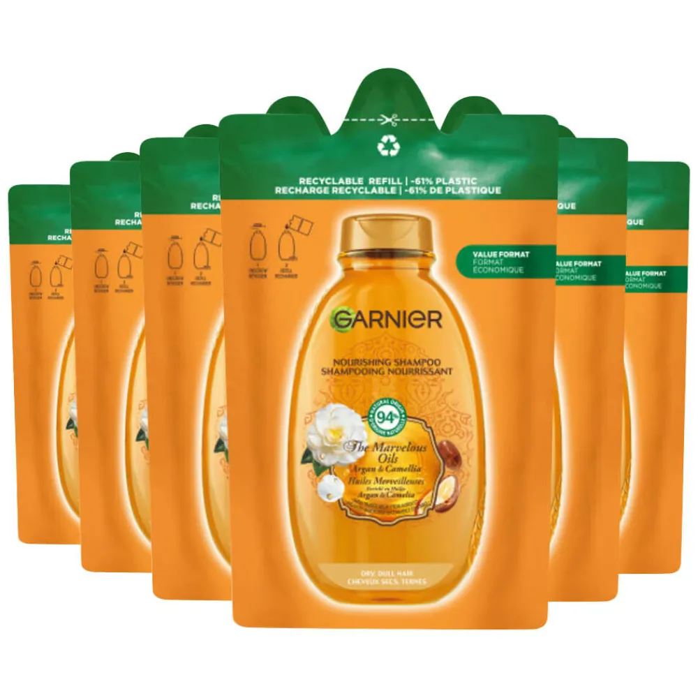 6x Loving Blends Argan- en Cameliaolie Shampoo Refill 250 ml^Garnier Clearance