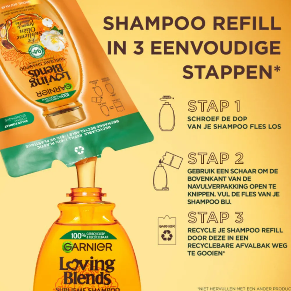 6x Loving Blends Argan- en Cameliaolie Shampoo Refill 250 ml^Garnier Clearance