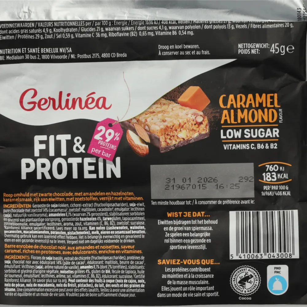 16x Fit & Protein Reep Caramel Almond 45 gr^Gerlinea Sale