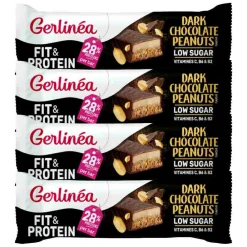 4x Fit & Protein Reep Dark Chocolate Peanuts 45 gr^Gerlinea Hot