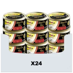 Kattenvoer<GimCat 24x ShinyCat Filet Tonijn & Zalm 70 gr