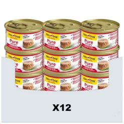 Hondenvoer<GimDog 12x Little Darling Pure Delight Tonijn - Rund 85 gr