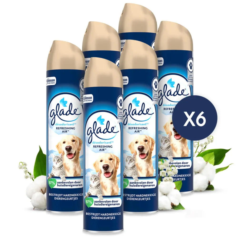 6x Luchtverfrisser Refreshing Air tegen Huisdierengeurtjes 300 ml^Glade Sale
