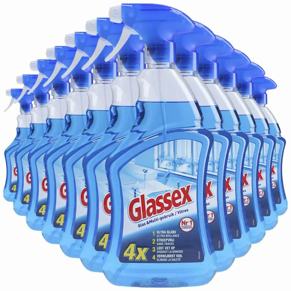 12x Glas & Multi Schoonmaakspray 750 ml^Glassex Hot