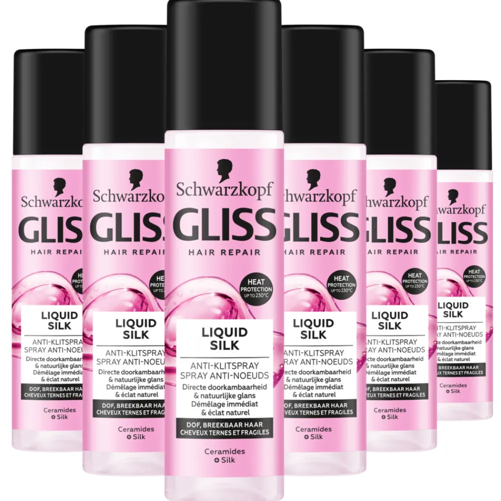 6x Anti-Klit Spray Liquid Silk 200 ml^Gliss