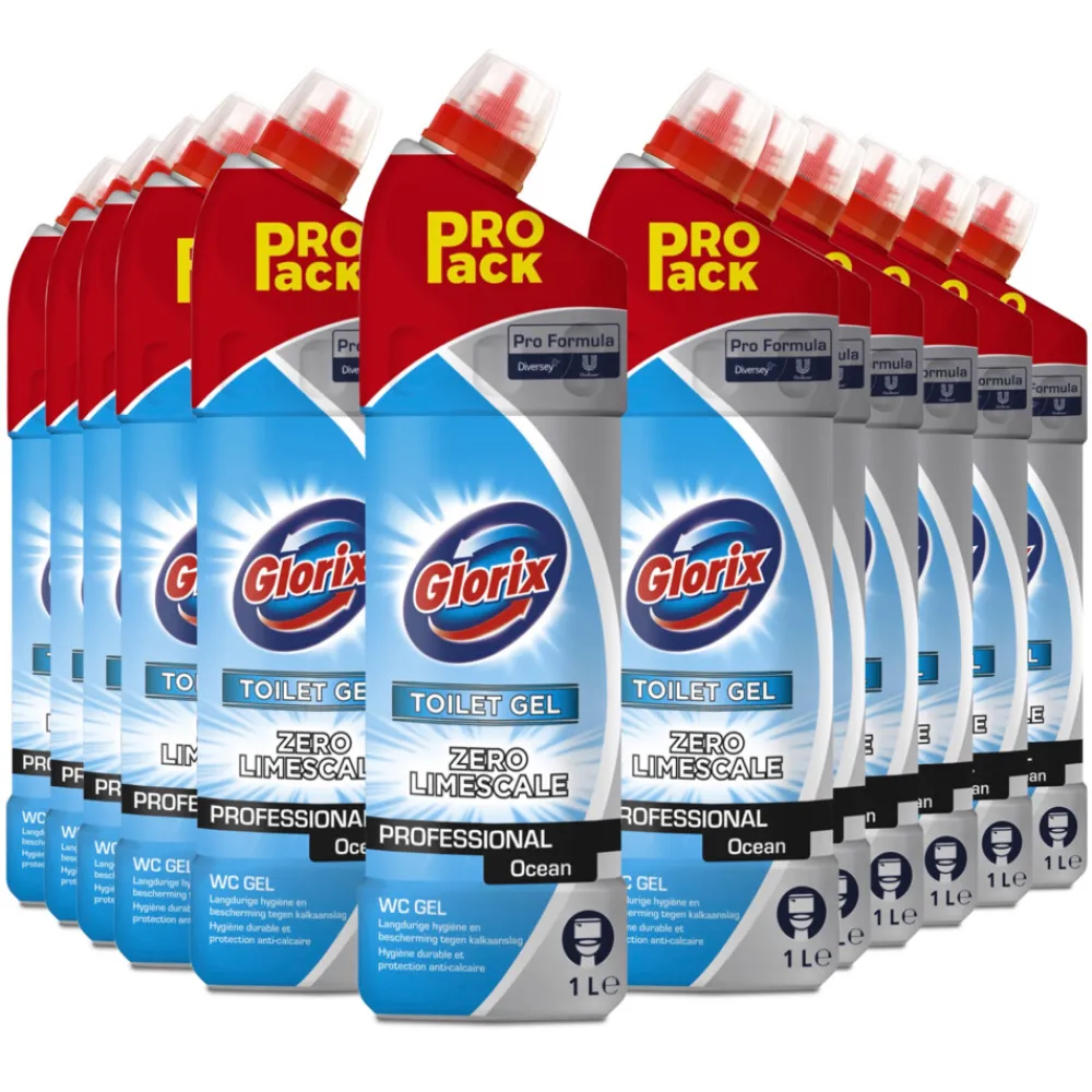 Clearance 12x Toiletreiniger Ocean zonder Chloor/Bleek Pro Formula 1 liter Toiletartikelen