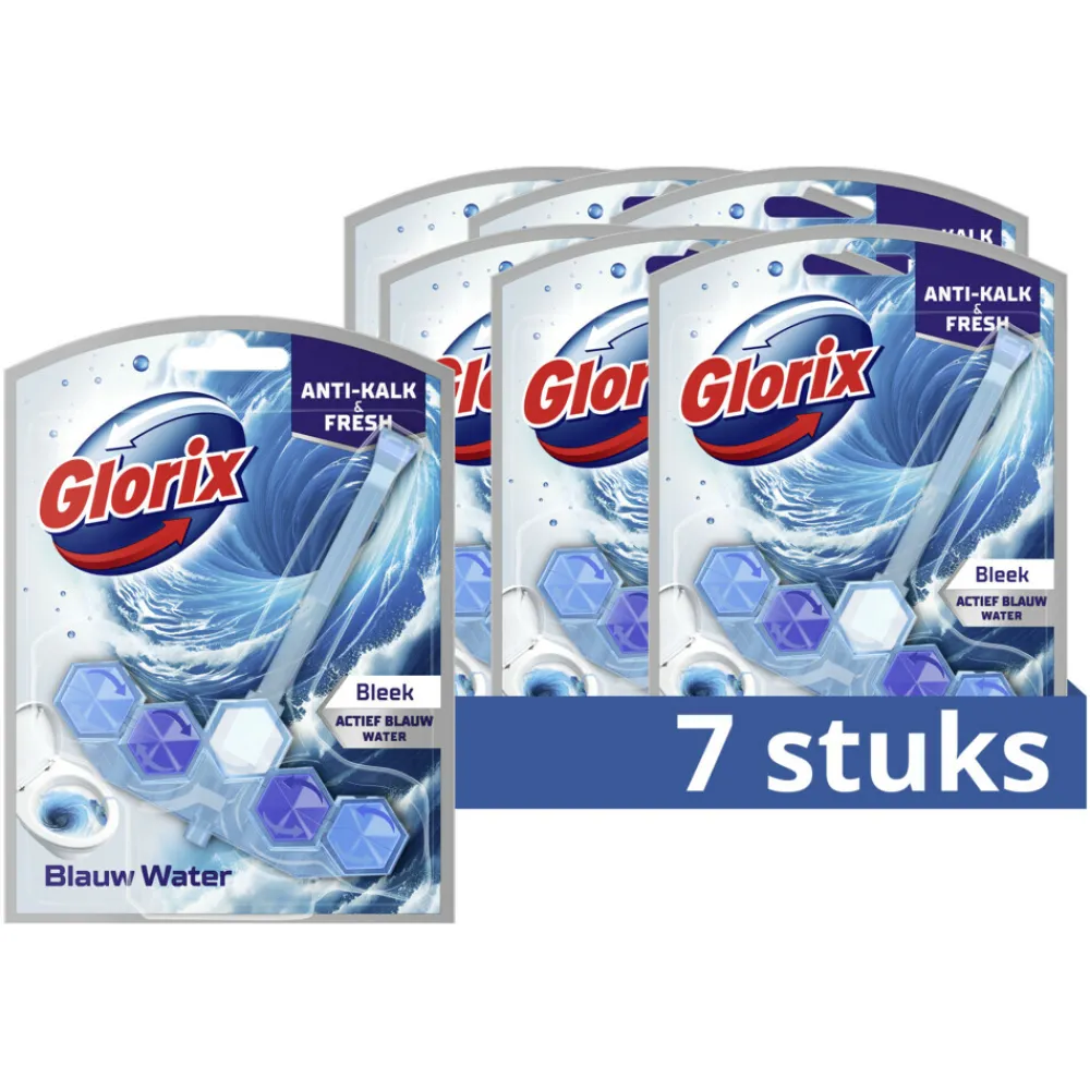 7x Toiletblok Blauw Water Bleek^Glorix Best