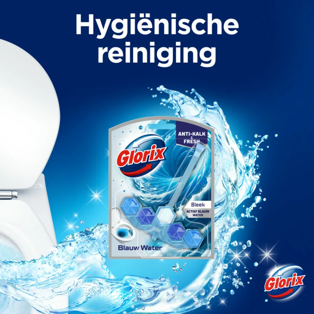7x Toiletblok Blauw Water Bleek^Glorix Best