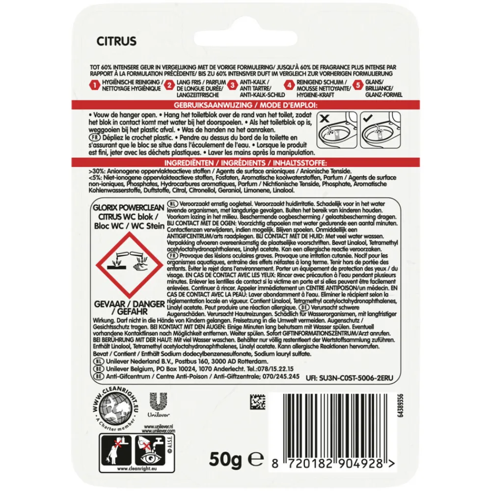 9x Toiletblok Power Clean Citroen^Glorix
