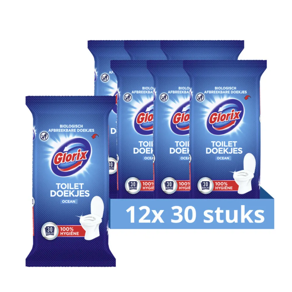 Sale 12x Toiletdoekjes Ocean 30 stuks Schoonmaakdoekjes